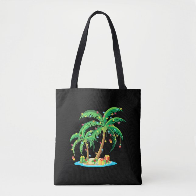 Christmas Palm Tree Tropical Xmas Gift Coconut Tote Bag (Front)
