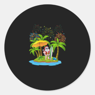 Christmas Palm Tree Tropical Xmas Lights Classic Round Sticker