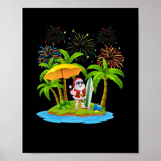 Christmas Palm Tree Tropical Xmas Lights Poster (Front)