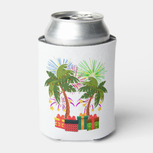 Christmas Palm Tree With Presents and Holiday Can Cooler