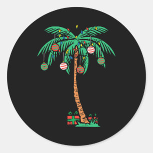 Christmas Palm Xmas Tree Tropical Beach Hawaii Wom Classic Round Sticker