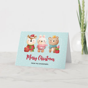 Christmas Pals - Reindeer Bear & Rabbit Card