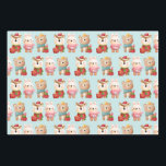 Christmas Pals - Reindeer Bear & Rabbit Pattern Wrapping Paper Sheet<br><div class="desc">Wrapping paper sheets with a cute illustration featuring a bunny,  a bear and a deer all dressed in festive gear. Adorable and whimsical.</div>