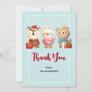 Christmas Pals - Reindeer Bear & Rabbit Thank You