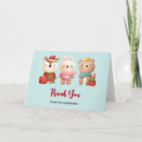 Christmas Pals - Reindeer Bear & Rabbit Thank You