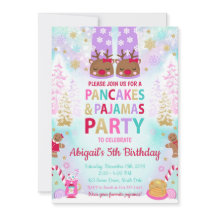 Christmas Pancakes and Pyjamas Birthday Invitation