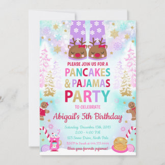 Christmas Pancakes and Pyjamas Birthday Invitation