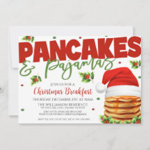 Christmas Pancakes And Pyjamas Party Invitation