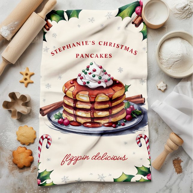 Christmas Pancakes Flippin' Delicious Personalised Tea Towel (Creator Uploaded)