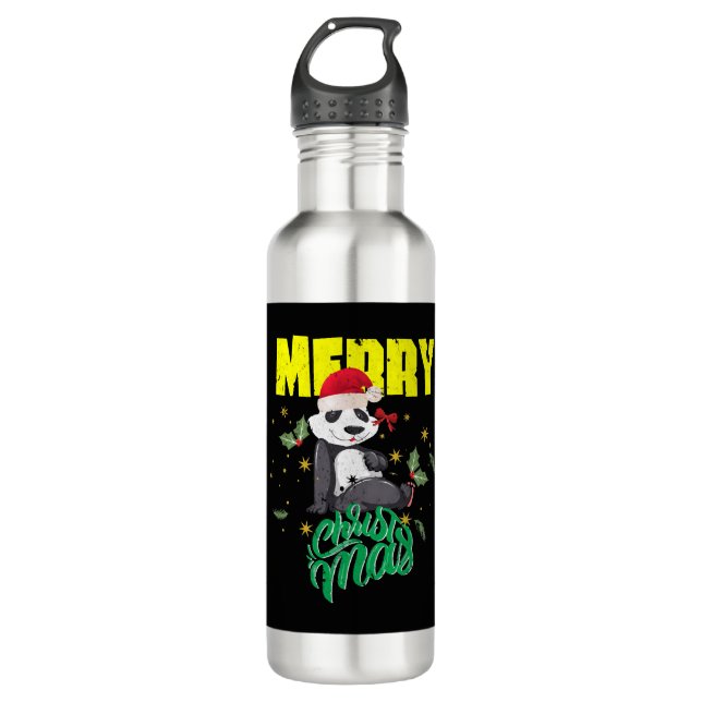 Christmas Panda 710 Ml Water Bottle (Front)