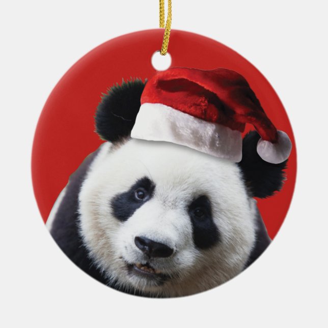 Christmas Panda Bear Ceramic Tree Decoration (Front)