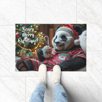 Christmas Panda Bear in Pyjamas Personalised