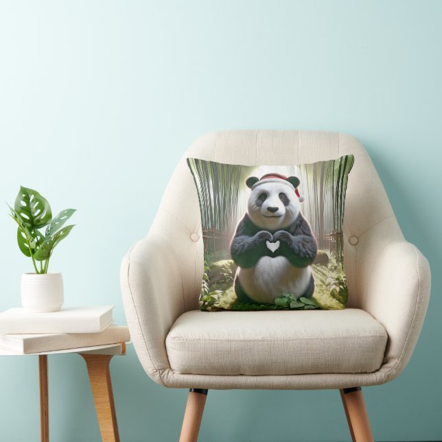 Christmas Panda Forming a Heart Cushion (Chair)