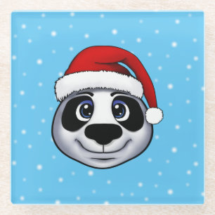 Christmas Panda Glass Coaster
