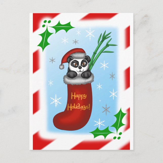 Christmas Panda Holiday Postcard (Front)