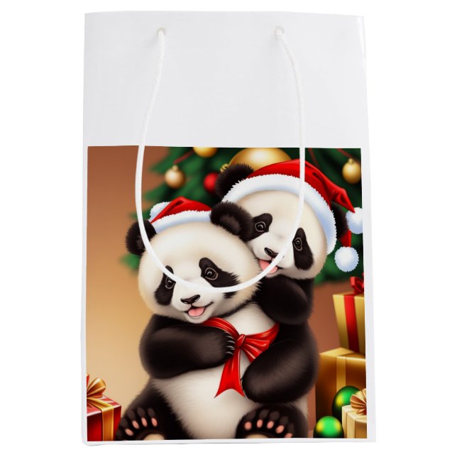 Christmas panda medium gift bag (Front)