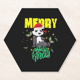 Christmas Panda Paper Coaster