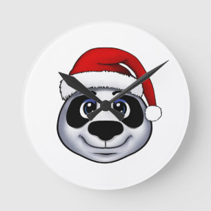 Christmas Panda Round Clock