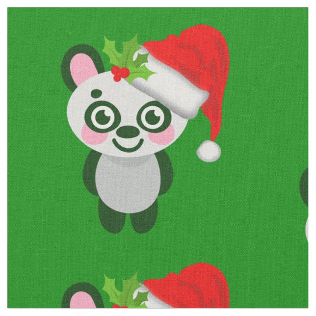 christmas panda santa claus fabric (Close Up)