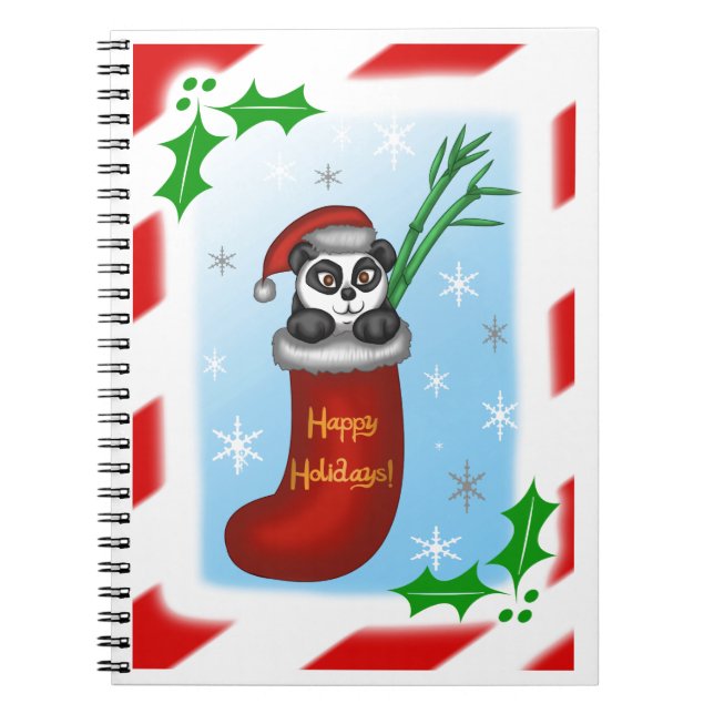 Christmas Panda Spiral Notebook (Front)