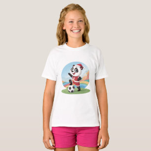 Christmas Panda with Christmas Hat and Soccer Ball T-Shirt