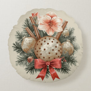 Christmas Panettone Arrangement Round Cushion