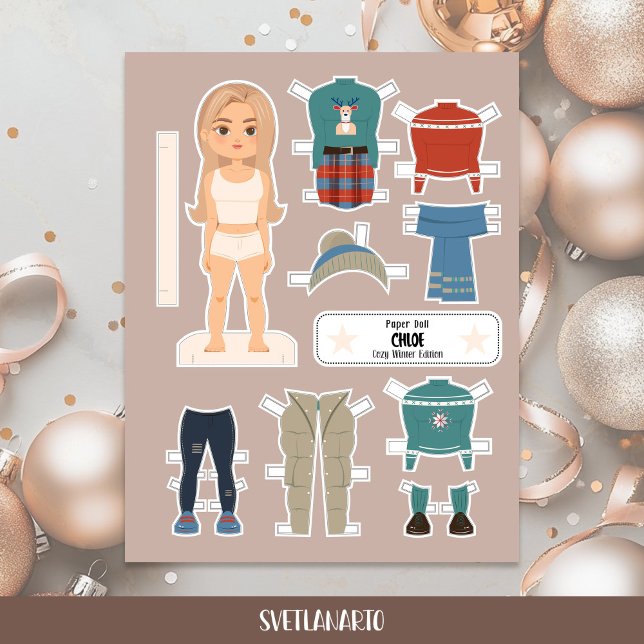 Christmas Paper Doll Blonde Girl Winter Outfits (Creator Uploaded)