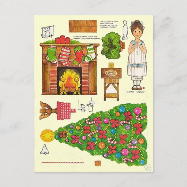 Christmas 🤶 Paper Doll Vintage Toy Postcard (Front)
