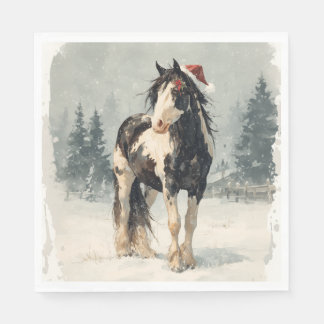 Christmas Paper Napkin / Beautiful Paint Horse
