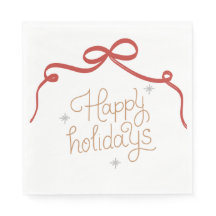 Christmas Paper Napkin with Bold Holiday Symbols