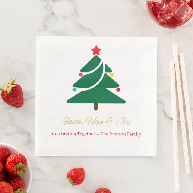 Christmas Paper Napkin with Holiday Motifs (Insitu)