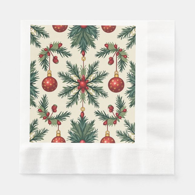 Christmas Paper Napkins, Coined Luncheon Napkin (Front)