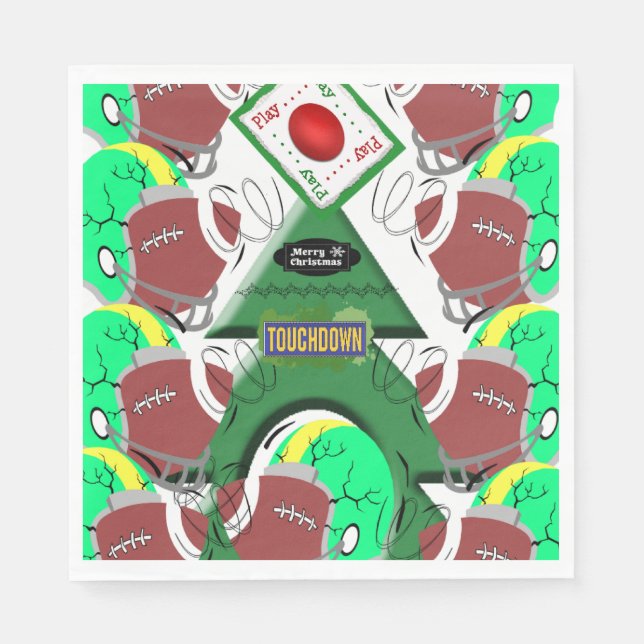 Christmas Paper Napkins, Football Sports Napkin (Front)