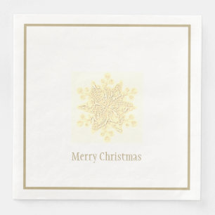 Christmas Paper Napkins Golden Snowflake