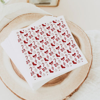 Christmas Paper Napkins Holiday Napkins Red Bow
