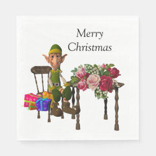 Christmas Paper Napkins, Merry Christmas, Elf Napkin