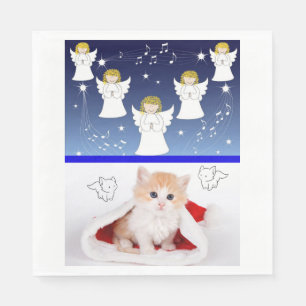 Christmas Paper Napkins, Merry Christmas, Kitten Napkin