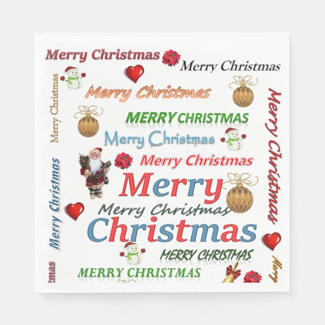 Christmas Paper Napkins, Merry Christmas Napkin (Front)