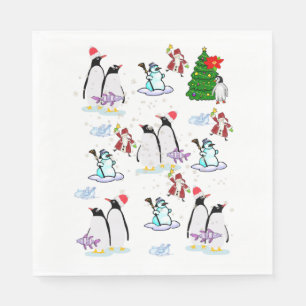 Christmas Paper Napkins, Merry Christmas Penguin Napkin