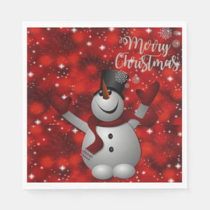 Christmas Paper Napkins, Merry Christmas, Snowman Napkin
