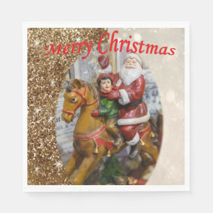 Christmas Paper Napkins, Merry Christmas, Vintage Napkin