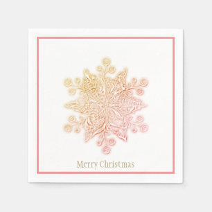 Christmas Paper Napkins Pink & Goldens Snowflake