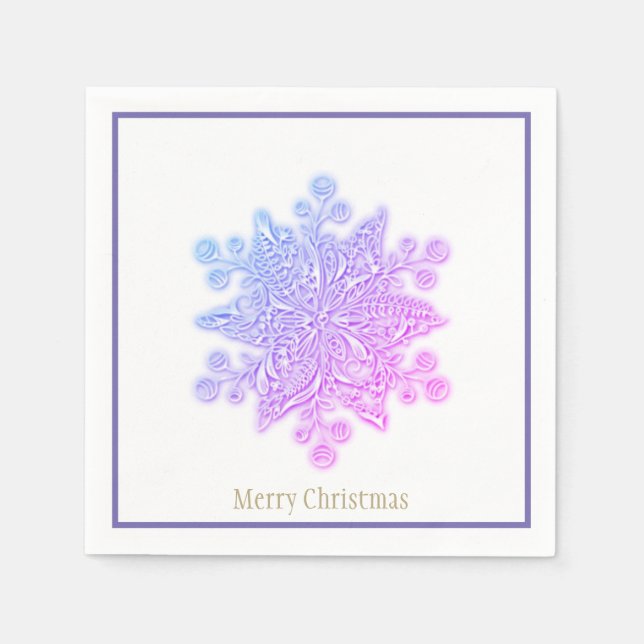 Christmas Paper Napkins Purples Snowflake (Front)