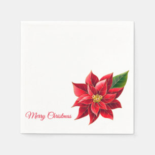 Christmas Paper Napkins Red Poinsettia's-Cocktail