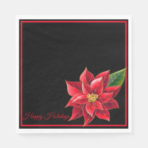 Christmas Paper Napkins Red Poinsettia's-Luncheon
