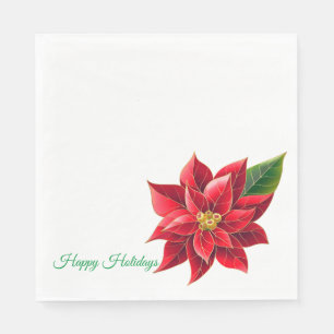 Christmas Paper Napkins Red Poinsettia's-Luncheon