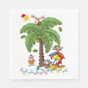 Christmas Paper Napkins, Santa Claus Beach Bum  Napkin