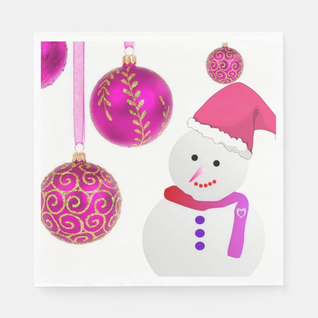 Christmas Paper Napkins, Snowman Napkin (Front)