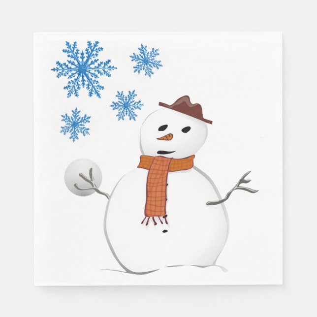 Christmas Paper Napkins, Snowman Napkin (Front)