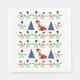 Christmas Paper Napkins, Snowman Napkin